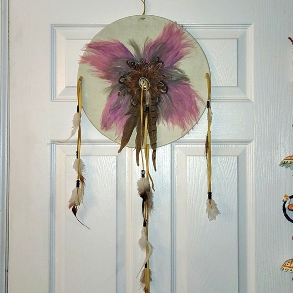 Leather and Feather  Wall Hanging